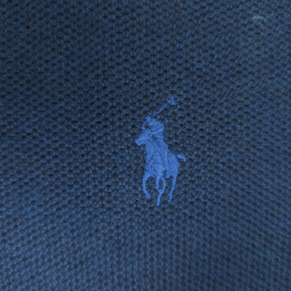 Polo Ralph Lauren 1/4 Zip Pullover Sweater Mens XL Navy Blue Quarter Cotton Mock - Picture 2 of 6